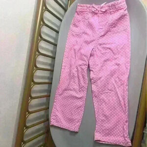 Vintage 100% cotton pink polka dot jeans with bow detail toddler girl no flaws